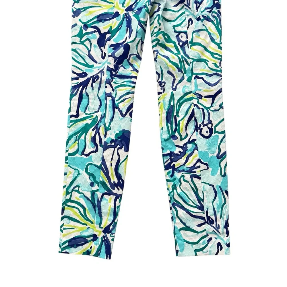 Lilly Pulitzer Kelly Skinny Ankle Pants Pool Blue Stay Cool Size 0